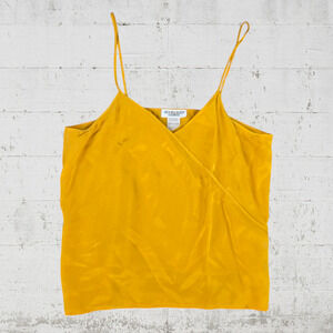 1970s Vintage Golden Yellow Silk Tank Top V-Neck Cami Jack Mulqueen Size Small